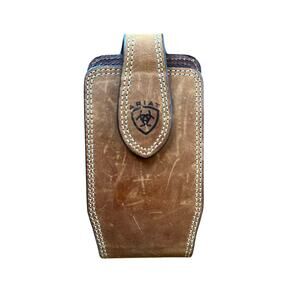 ARIAT MEN'S DOUBLE-STITCHED CELL PHONE CASE Magnetic Medium Clip Holster